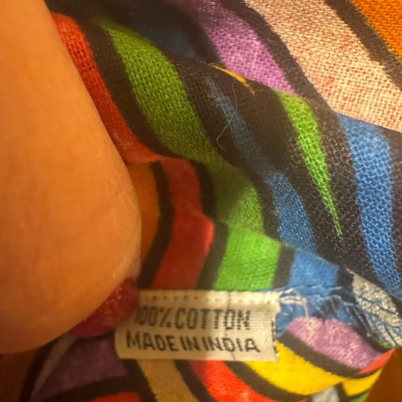 Lapogee Women’s Rainbow Colorful Short Ruffle Sleeve Plus Size Dress Sz 2X - Picture 8 of 11